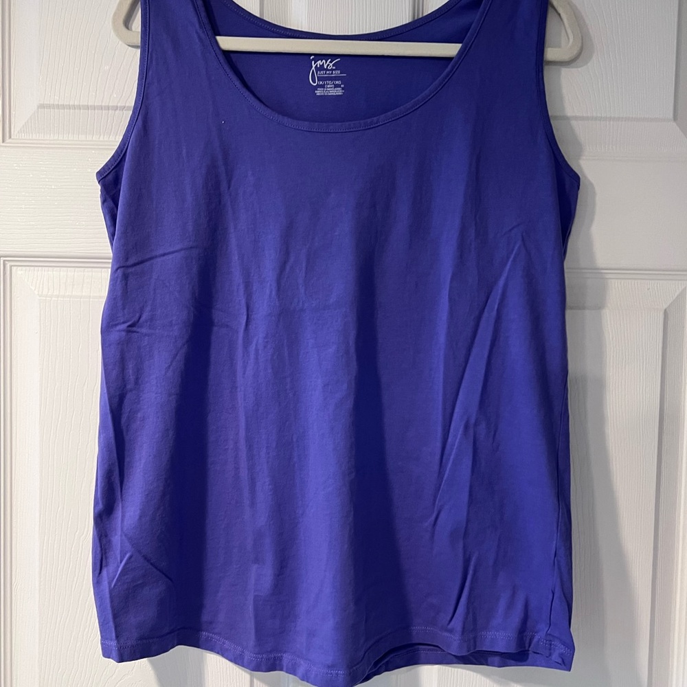 Just My Size Black and Blue Fitted Sleeveless Tank Tops - Picture 2 of 7